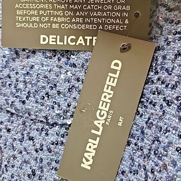 Karl Lagerfeld Paris Women's Blue Skirt Front Pockets Sequin Sparkle Size 14 NEW - Picture 8 of 12